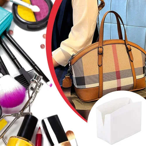 Miniatura 6 de PH PandaHall Organizador de fieltro blanco para bolso, 11.8 x 5.1 x 9 pulgadas, plegable, organizador de bolsillo para mujer, bolso, cartera