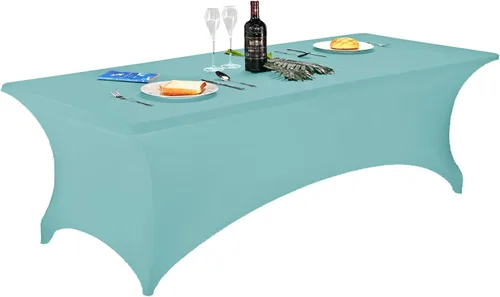 Miniatura 64 de LZY Cubierta de Mesa Elástica Ajustable de Spandex para Mesa Plegable de 6 pies, 4 pies o 8 pies, Mantel de Cóctel Rectangular, Perfecto para Champn
