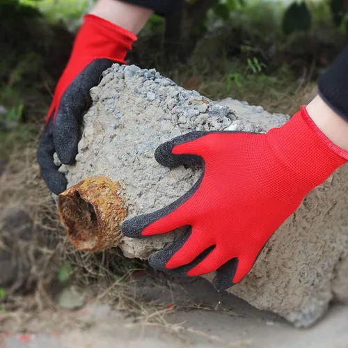 Miniatura 9 de EvridWear - Guantes de trabajo de seguridad de látex arrugado Rojo