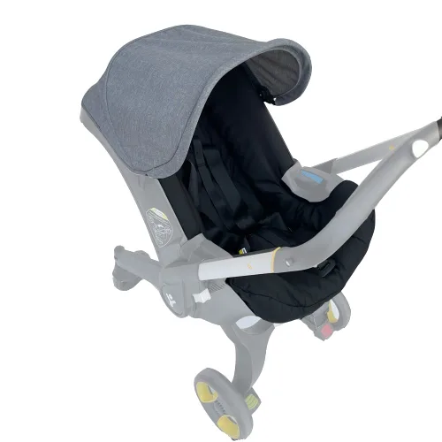 Miniatura 10 de Kits de cambio de cojín de asiento, ropa, sombrilla, toldo para cochecito compatible con asiento de automóvil y cochecito Doona (negro)