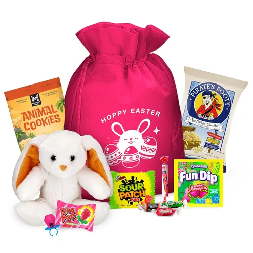 Miniatura 8 de Canastas de Pascua para niños, prefabricadas y llenas para niñas y niños, iluminarán las caras de tus conejitos favoritos Púrpura