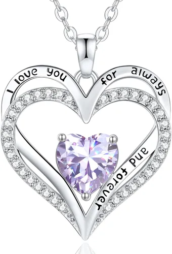 Miniatura 79 de CDE Collares de piedra natal para mujer, plata de ley 925, collar con colgante de corazón para siempre, Navidad, cumpleaños, aniversario, día de San