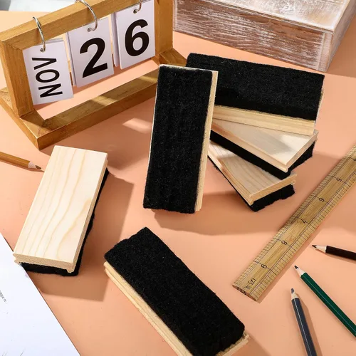 Miniatura 6 de Fumete 108 borradores de pizarra de fieltro a granel, suministros para el aula, borrador de tiza de madera para limpiadores de pizarra, plumero