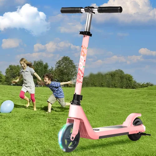 Miniatura 7 de LINGTENG Patinete Eléctrico para Niños de 6 a 10 Años, Patinete de Impulso con Arranque por Patada con Velocidad y Altura Ajustables, Rueda Luminosa