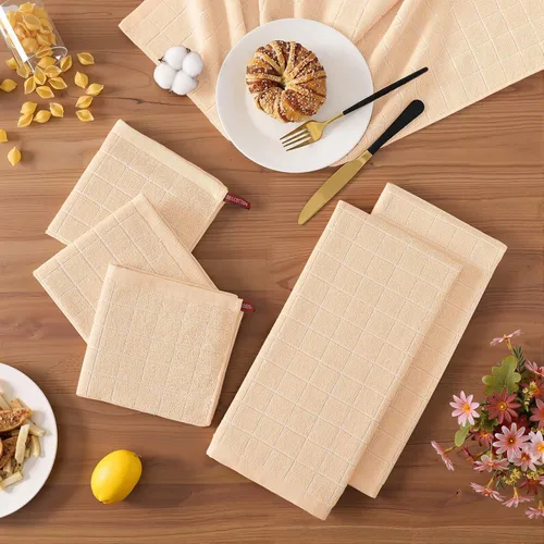 Miniatura 2 de Homaxy Juego de 8 toallas de cocina y paños de cocina, 12 x 12 y 13 x 28 pulgadas, juego de 8 toallas de cocina de rizo de algodón a granel, diseño
