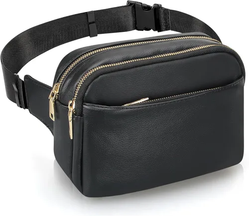 Cangurera para hombres y mujeres, cangurera de cuero con estilo cruzado, bolsa pequeña de diseñador, Negro2, Riñonera de cuero para hombre y mujer