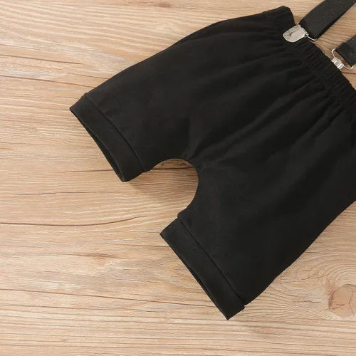 Miniatura 7 de Conjunto divertido de ropa de primer cumpleaños para bebé niño, con corbatín y estampado de dinosaurio, conjunto de pantalones con tirantes