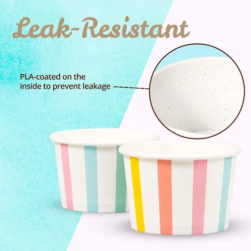 Miniatura 5 de MATICAN Tazas de papel para helado, 50 unidades de 5.5 onzas, cuencos desechables para postres para alimentos calientes o fríos, suministros