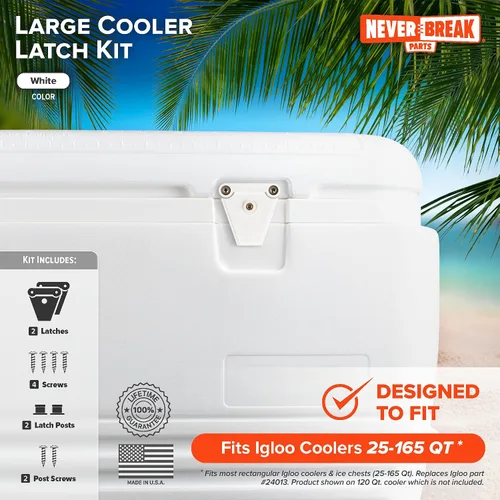 Miniatura 2 de NeverBreak Parts - Paquete de 2 cierres de repuesto para enfriador Igloo Las piezas de repuesto para refrigerador Igloo incluyen postes y Blanco