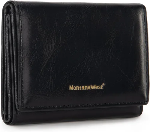 Miniatura 12 de Montana West Billetera pequeña de triple pliegue para mujer, con bloqueo RFID, carteras minimalistas con ventana de identificación, Beige