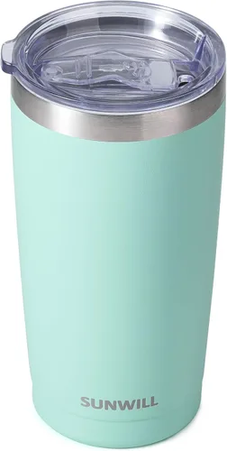 Miniatura 23 de SUNWILL Vaso de café de viaje de 20 onzas, taza aislada con tapa, taza de acero inoxidable para bebidas calientes y frías, con recubrimiento