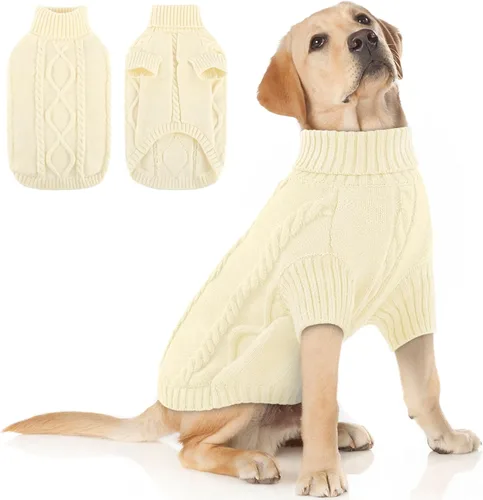 Miniatura 32 de Queenmore - Suéter de punto trenzado con cuello alto para perros pequeños, para climas fríos, para chihuahua, bulldog, teckel, carlino y yorkie, XS