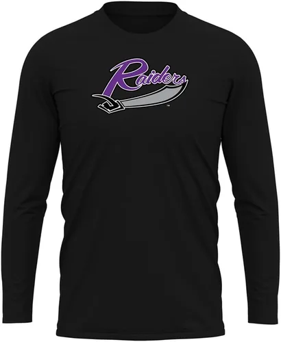 Miniatura 269 de Camisa deportiva de manga larga oficial de la NCAA Collegiate para hombre, colección negra con logotipo primario