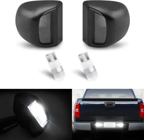 Miniatura 8 de Bestview Carcasa LED para placa de matrícula negra, conjunto de lámpara de etiqueta de repuesto compatible con Chevy Silverado GMC Sierra Avalanche