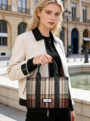 Miniatura 3 de Bolso a cuadros para mujer, bolso a cuadros con asa superior, bolsa de trabajo, bolsa de hombro cruzada para viajes de oficina