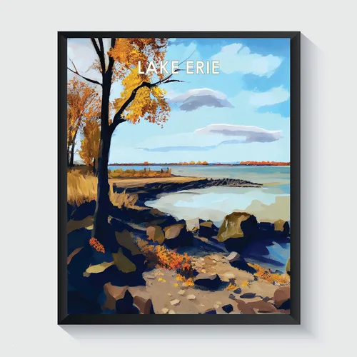 Miniatura 31 de Yellowstone Lake - Póster impreso artístico, ilustración, arte de pared, decoración de paisaje retro, paisaje, obra de arte para decoración de Lago