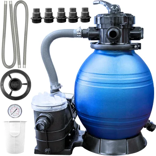 Swimline Hydrotools Bomba de filtro de arena para piscina de 12 pulgadas para piscinas elevadas y enterradas Intex Bestway | Sistema completo de 1/3
