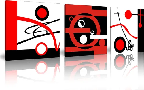 Miniatura 23 de NAN Wind 3 piezas de lienzo moderno Giclée impresiones en blanco y negro con paraguas rojos, lienzo romántico para parejas, pinturas de paisaje rojo
