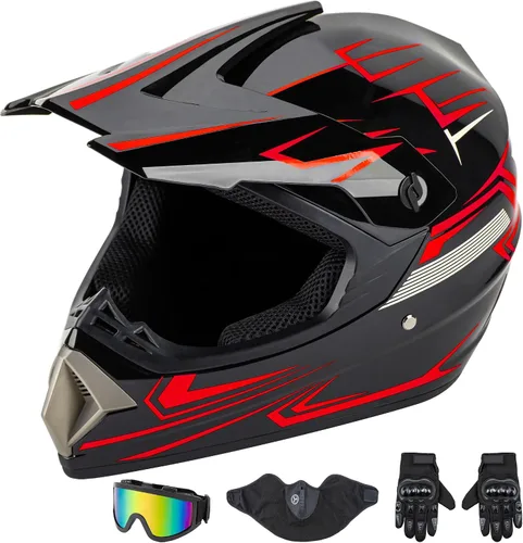 Miniatura 10 de CARTMAN Casco para adultos de bicicleta de tierra, casco de motocicleta de cara completa aprobado por el DOT, mate negro y amarillo para motocross