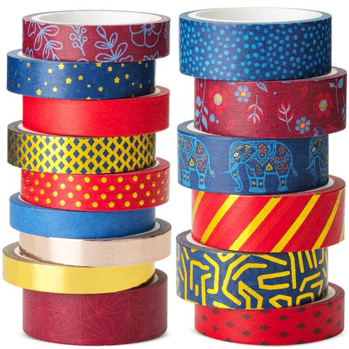 Miniatura 20 de Mr. Pen - Juego de cintas Washi de cuadrícula, 7 rollos, 0.6 pulgadas, cinta washi para diario, cinta decorativa, cinta de diario, cinta
