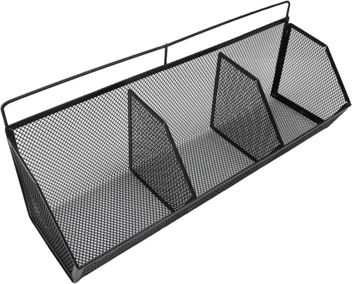 Miniatura 8 de Cesta de alambre de metal, 3 rejillas para colgar en la pared, organizador de almacenamiento de apertura inclinada para cocina, baño, lavandería
