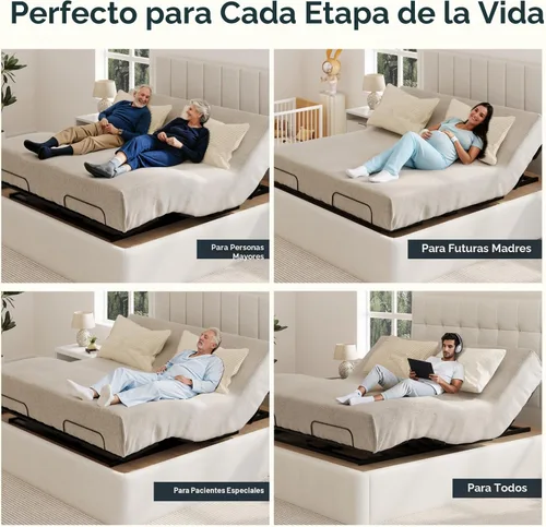 Miniatura 7 de FLEXISPOT S3K-Lite Base de Marco de Cama Ajustable Tamaño King, Sin Espacio, Inclinación Independiente de Cabeza y Pie, Gravedad Cero, Control