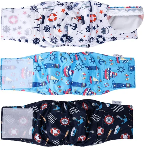 Miniatura 8 de Pet Soft Bandas para el vientre para perros, pañales lavables para perros machos, reutilizables, paquete de 3 unidades para cachorros