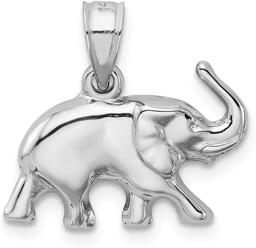 Miniatura 3 de Colgante de elefante de oro blanco macizo de 14 quilates para hombre