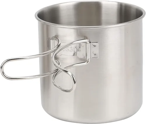 Miniatura 5 de Taza de camping plegable de acero inoxidable con tapa para llama directa de fuego abierto para mochilero/senderismo/camping catering al aire libre