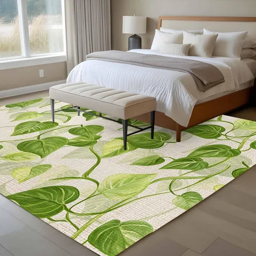 Miniatura 4 de 5x8 Area Rugs for Living Room, Spring Leaves Non-Slip Area Rugs for Living Room Bedroom Entryway, Abstract Retro Color Pastoral Plants Washable