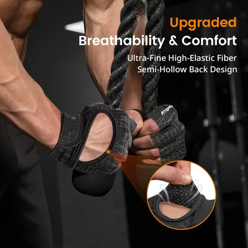 Miniatura 3 de ATERCEL Guantes de levantamiento de pesas, protección completa de la palma de la mano, guantes de entrenamiento para gimnasio, ciclismo, ejercicio