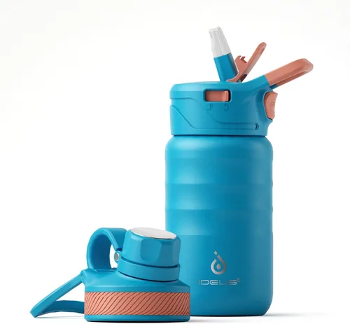Miniatura 14 de IDEUS Botella de agua aislada de 12 onzas, botella de agua aislada de acero inoxidable para la escuela, botellas aisladas con pajitas a prueba