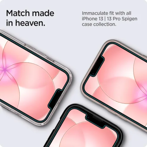 Miniatura 7 de Spigen Protector de pantalla de vidrio templado [GlasTR EZ FIT] diseñado para iPhone 14 / iPhone 13 Pro/iPhone 13 [2 unidades]