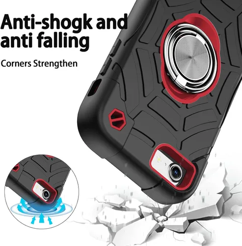 Miniatura 4 de KCJ Funda para iPhone SE 2022/2020, iPhone 8/7/6/6S, con [2×Protectores de Pantalla][Soporte de Anillo] Silicona Suave+PC Duro Protección Completa