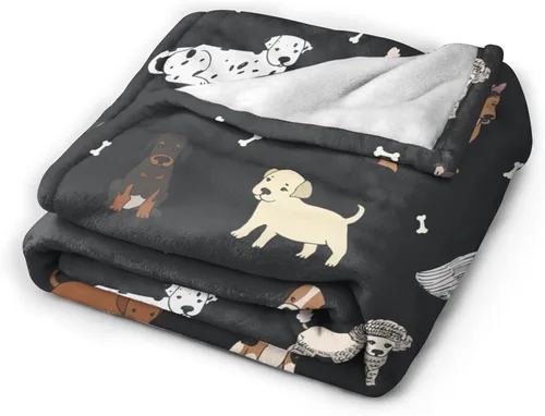Miniatura 2 de Perinsto Manta de Tiro de Cachorros Perros Animales Lindos Ultra Suave Cálida Todas las Estaciones Mascotas de Dibujos Animados Mantas Decorativas