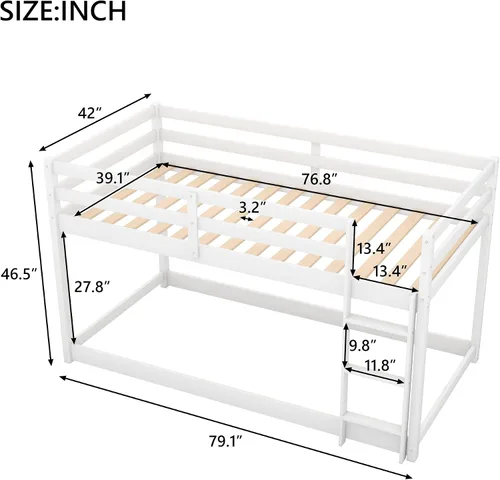 Miniatura 2 de SOFTSEA Litera baja con escalera individual sobre cama individual Blanco