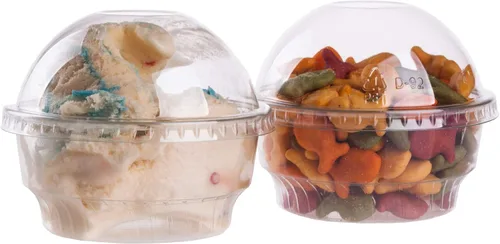 Miniatura 7 de Golden Apple, 101ml-30 juegos de vasos de plástico transparente para helado, cuenco para aperitivos con tapas de cúpula sin agujero