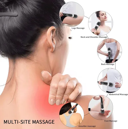 Miniatura 5 de Potente masajeador eléctrico de mano para espalda, 8 potentes velocidades y 20 patrones, herramienta de masaje de mano para cuello y espalda