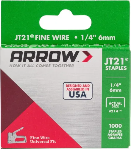 Miniatura 7 de Arrow 214 JT21 grapas de alambre delgado para pistolas y grapadoras de grapas, uso para tapicería, manualidades, reparaciones generales, longitud