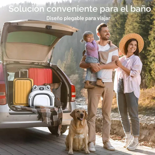 Miniatura 7 de Bañera para bebé, bañera plegable para recién nacidos de 0 a 24 meses con cojín suave y termómetro, bañera portátil de viaje para recién nacidos