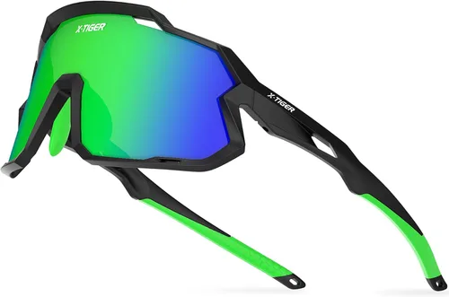 Miniatura 18 de X-TIGER Gafas de sol polarizadas para niños y niñas, lentes de sol de béisbol polarizadas para niños de 8 a 14 años, UV400, gafas de ciclismo y Negro