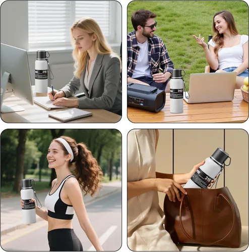 Miniatura 7 de Botella de agua aislada de boca ancha de acero inoxidable a prueba de fugas al vacío de doble pared, vaso de té con infusor, taza, tapa; termos