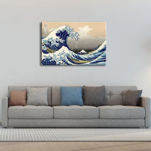 Miniatura 2 de Wieco Art Gran Ola de Kanagawa Katsushika Hokusai Impresiones en Lienzo Giclée Arte de Pared Paisaje Abstracto de Mar Pinturas para la Sala de Estar