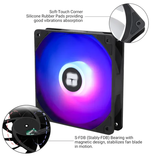 Miniatura 4 de Thermalright TL-C12C-S Ventilador de CPU de 120mm ARGB para Caja Enfriador, Ventilador Silencioso de Computadora PWM de 4 Pines con Rodamiento S-FDB