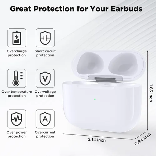 Miniatura 3 de Funda de carga inalámbrica para Airpod 3 con puerto Lightning, solo compatible con Airpod 3, botón de sincronización, batería de 600 mAh, sin