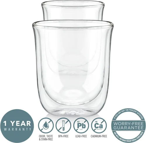 Miniatura 3 de Teabloom Vasos aislados Tulip para té, espresso y otras bebidas, vidrio de doble pared resistente al calor que mantiene las bebidas calientes/frías