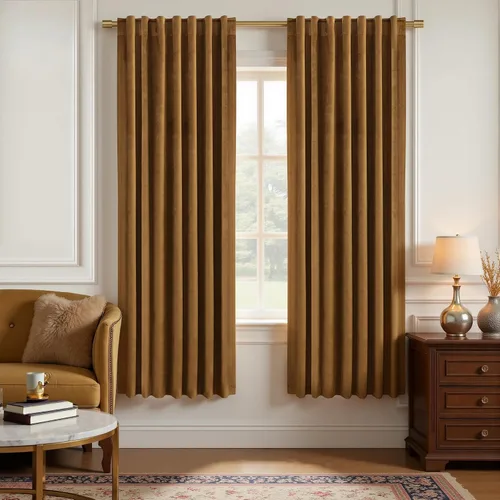 Miniatura 39 de Cortinas de terciopelo con trabilla trasera de 52 x 63 pulgadas de color naranja quemado de KOUFALL