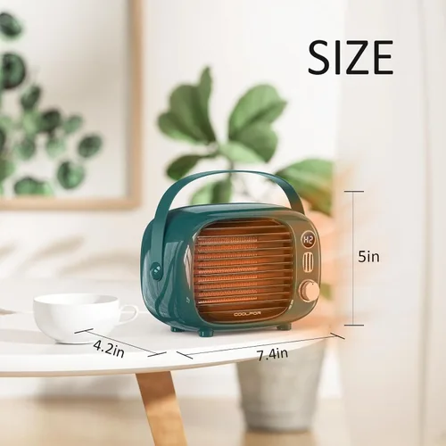 Miniatura 6 de Calentador de Espacio Coolfor, Calentador de Escritorio Pequeño de 800W/500W con Control de Temperatura, Ventilador de Calefacción de Escritorio