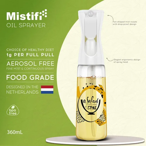 Miniatura 2 de Mistifi Oliver - Pulverizador de aceite para cocinar, botella de spray de 12 onzas, dispensador de aceite recargable sin aerosol, estilo ensalada