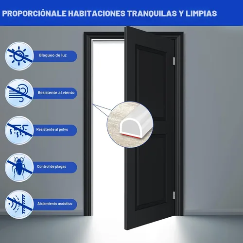 Miniatura 6 de Burlete de puerta autoadhesivo para puerta, tira de silicona en forma de D para sello de marco de puerta, ventana, 20 pies, color blanco
